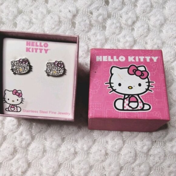 Hello Kitty Rhinestone Stud Earring Set - Picture 1 of 4
